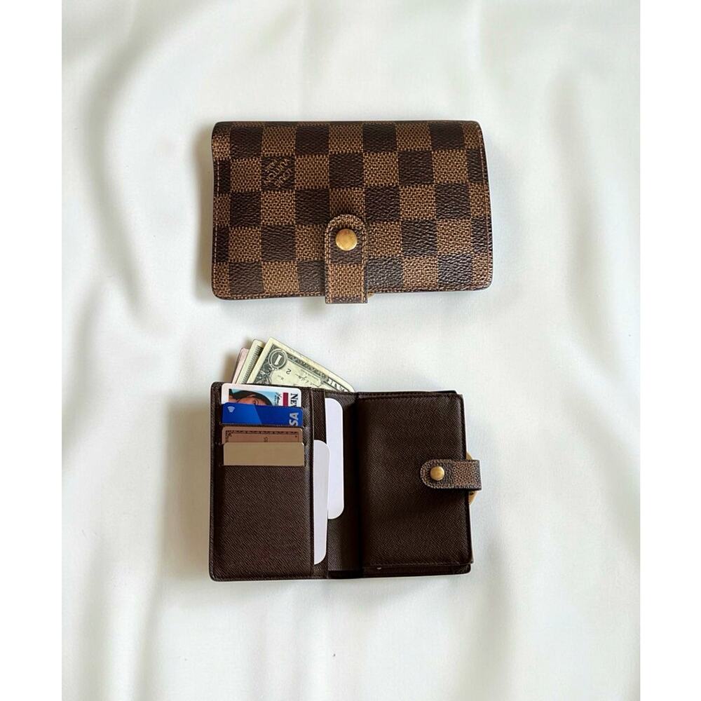 Louis Vuitton Damier Ebene French Purse Compact Wallet MINT